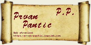 Prvan Pantić vizit kartica